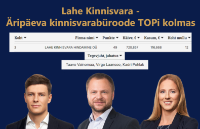 Kinnisvarabürood Lahe Kinnisvara TOP3. Aripaeva andmetel