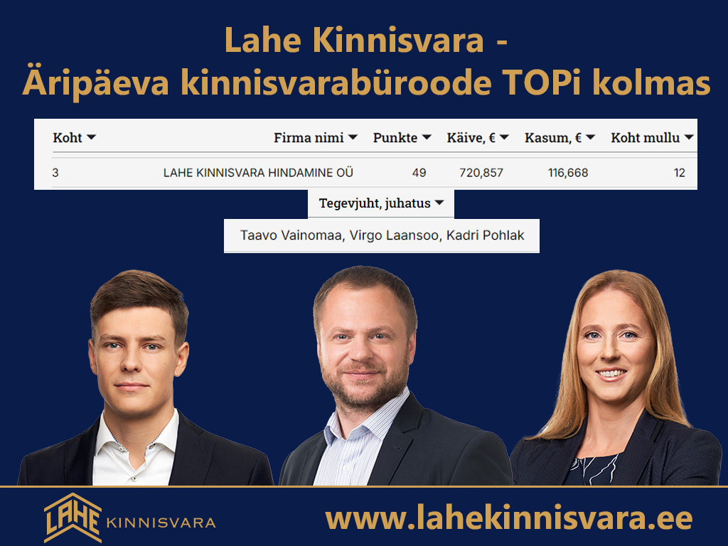 Kinnisvarabürood Lahe Kinnisvara TOP3. Aripaeva andmetel